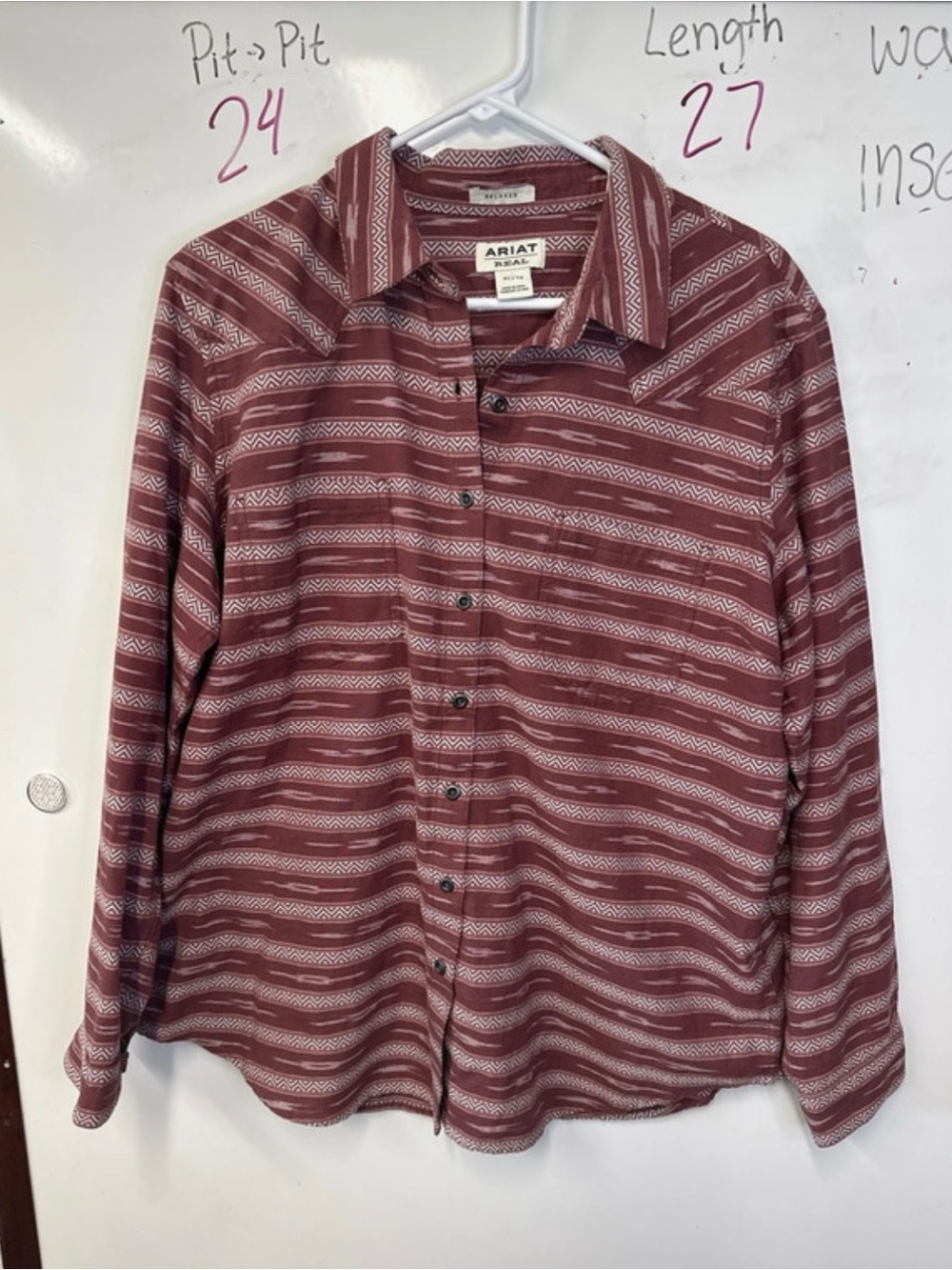 Ariat Red western Patterned Button-Up Shirt womens xl
